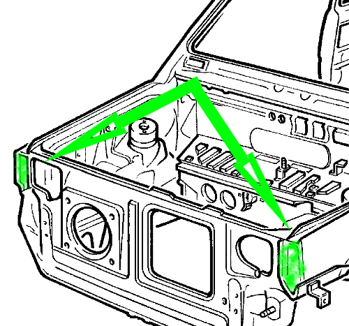 Paar Reparaturen an der Scheinwerferbefestigung am rechten/linken vorderen Kotflügel Fiat Panda 141