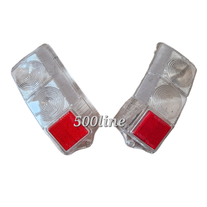 Pair of white plastic rear light covers for Fiat 500 FLR