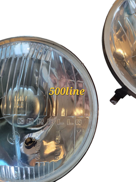 Pair of Carello type front headlights Fiat 500 FLR right hand drive