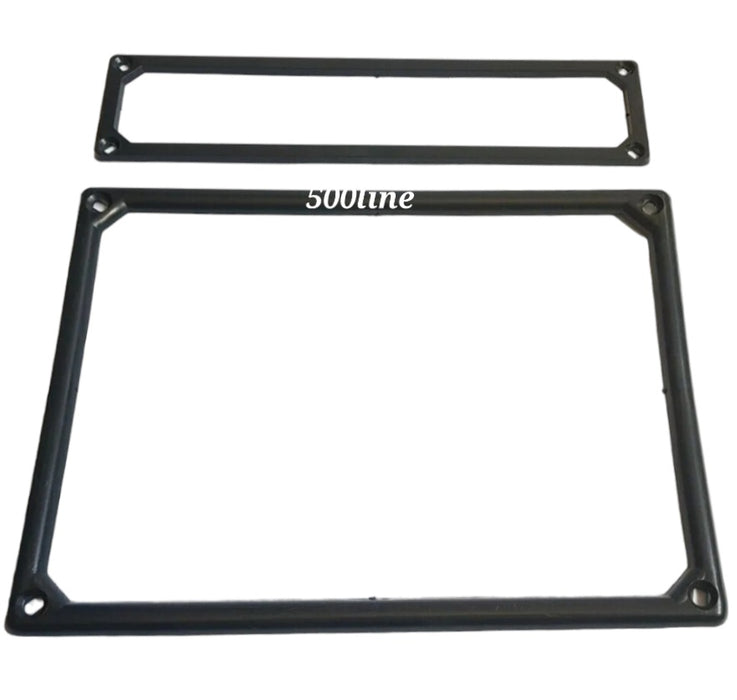 Pair of vintage Fiat 500 metal license plate frames painted black