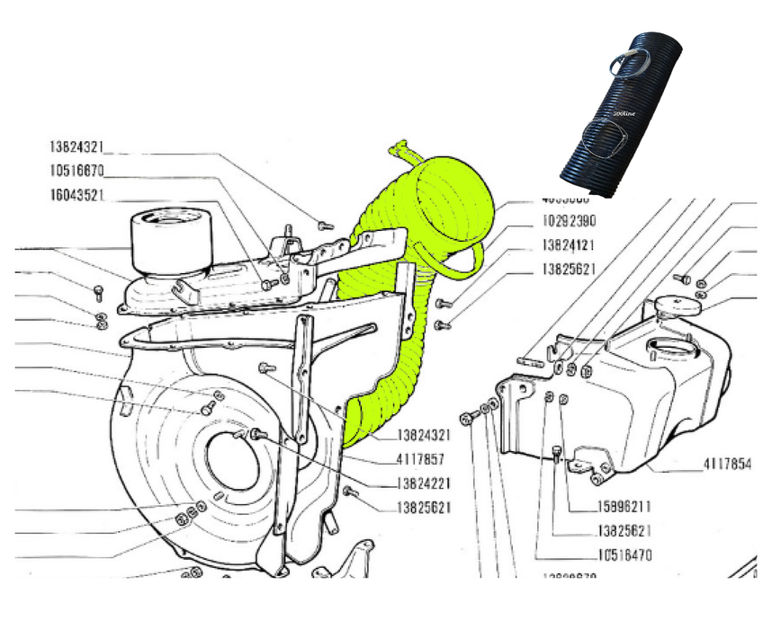 Kit Tubo aria  raffreddamento motore  Fiat 500 N D F L R con fasce di fissaggio