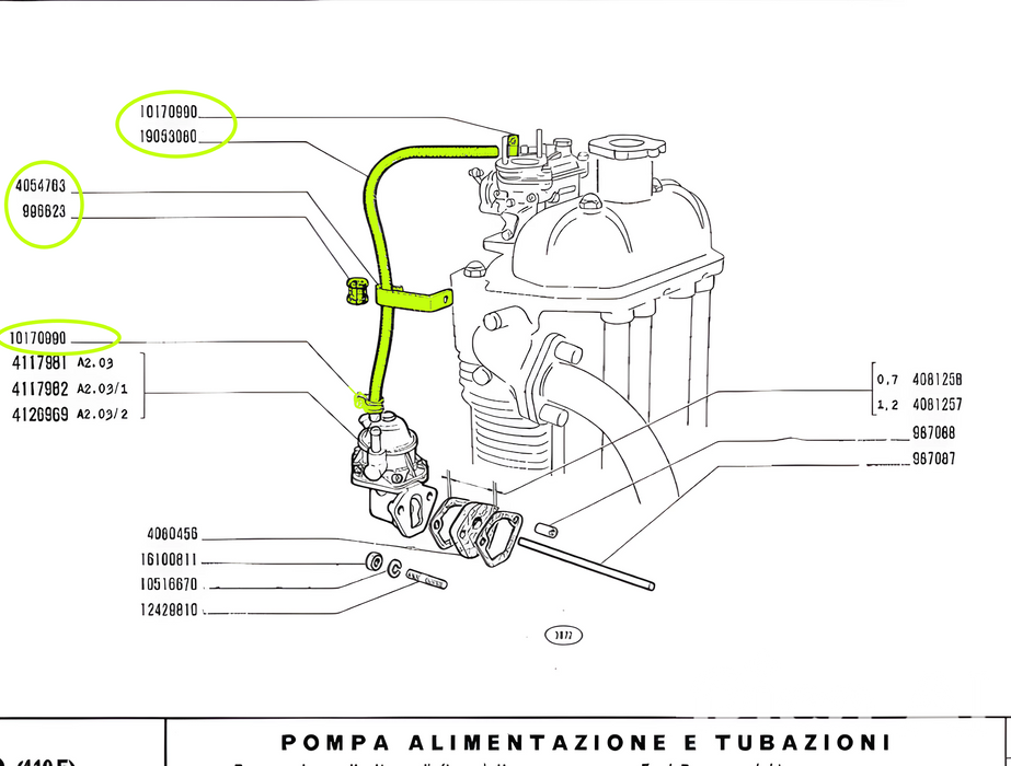 Kit tubo Cavis benzina da pompa AC a carburatore Fiat 500 126 D'epoca