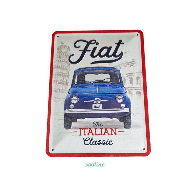 Metal sign plate FIAT 500 with tricolour ITALY