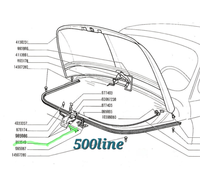 Fiat 500 Fronthauben-Stoßstangengummi