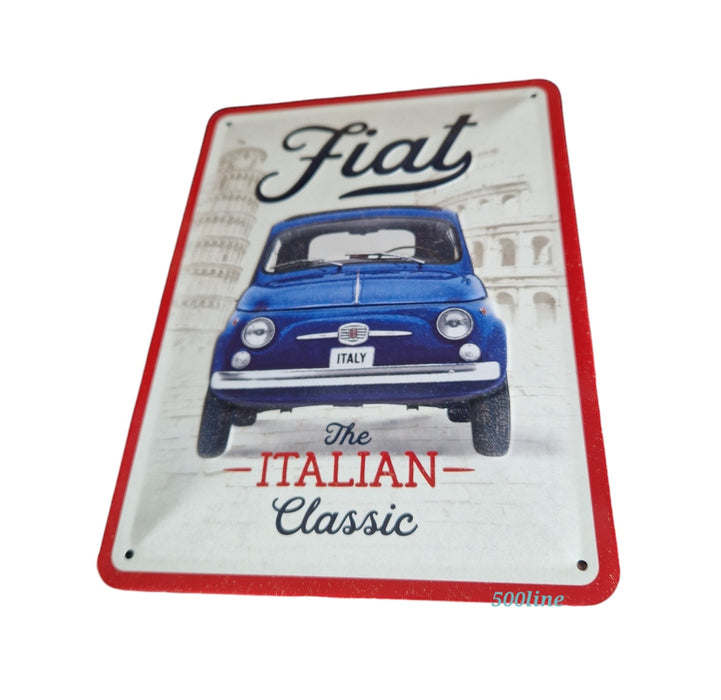 Metal sign plate FIAT 500 with tricolour ITALY