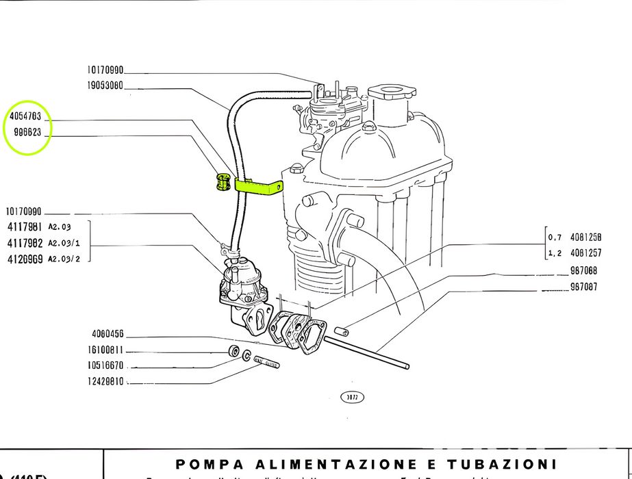 Bracket and rubber fixing fuel pipe Fiat 500 NDFLR