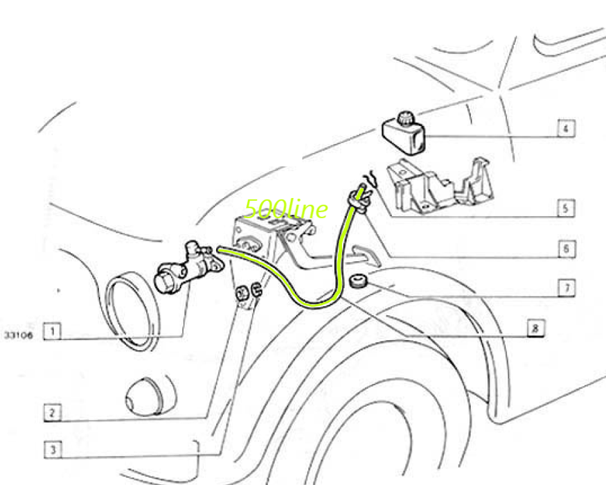 Tubo olio da vaschetta a pompa freni Fiat 500 F L R Giardiniera